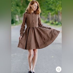 NWT 🏷️ Son De Flor XXL Mini Classic Dress in “Brown Tartan”